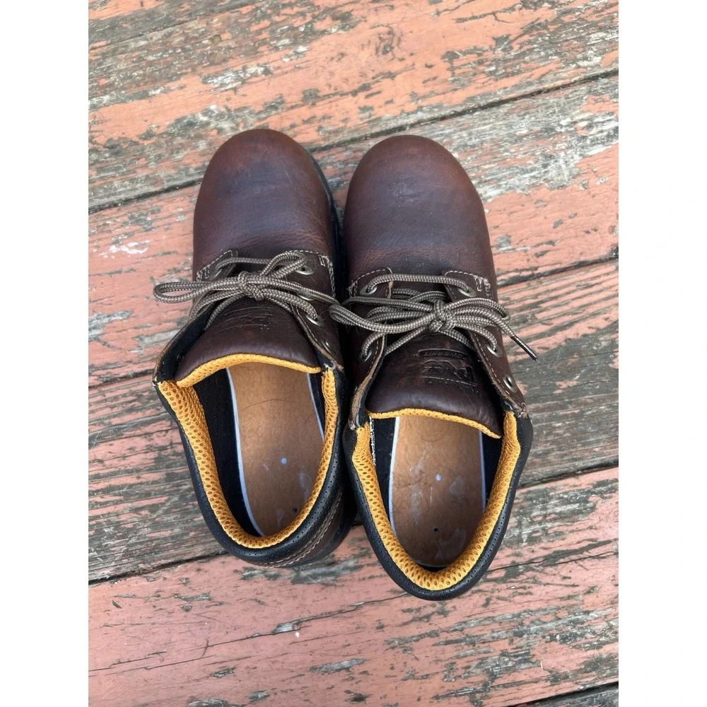 Timberland PRO TiTAN 47028 Mens 9.5M Brown Leather Alloy Toe Work Shoes EH